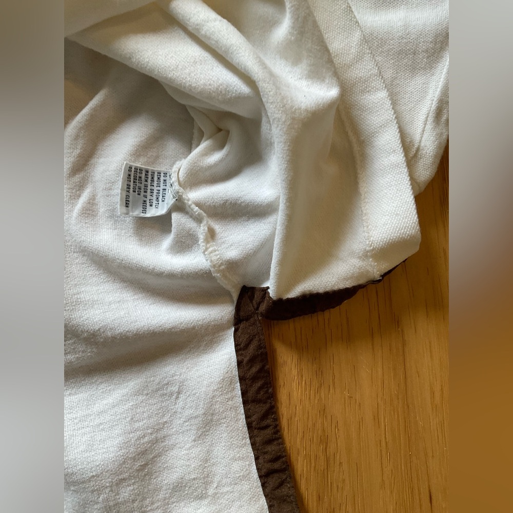 Ralph Lauren Creme Long Sleeve Polo with Brown Accents, Size XL - Picture 7 of 7